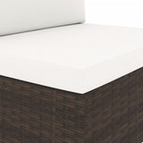 NNEVL Sectional Sofa 3-Seater Poly Rattan Brown
