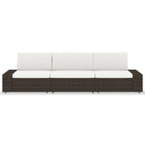 NNEVL Sectional Sofa 3-Seater Poly Rattan Brown