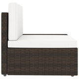NNEVL Sectional Sofa 3-Seater Poly Rattan Brown