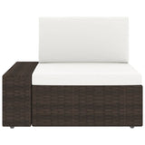 NNEVL Sectional Sofa 3-Seater Poly Rattan Brown