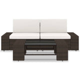 NNEVL 3 Piece Garden Lounge Set Poly Rattan Brown