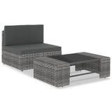 NNEVL 2 Piece Garden Lounge Set Poly Rattan Grey