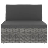 NNEVL 2 Piece Garden Lounge Set Poly Rattan Grey