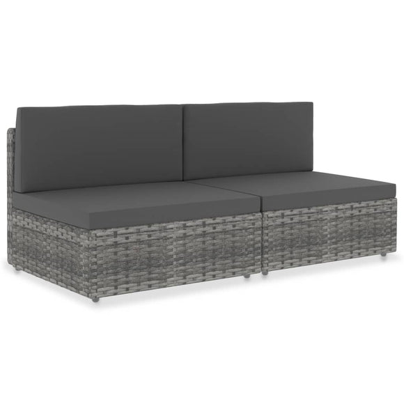 NNEVL Sectional Sofa 2-Seater Poly Rattan Grey