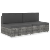 NNEVL Sectional Sofa 2-Seater Poly Rattan Grey