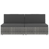 NNEVL Sectional Sofa 2-Seater Poly Rattan Grey