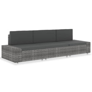 NNEVL Sectional Sofa 3-Seater Poly Rattan Grey