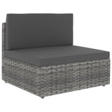 NNEVL Sectional Sofa 3-Seater Poly Rattan Grey