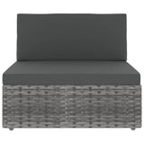 NNEVL Sectional Sofa 3-Seater Poly Rattan Grey
