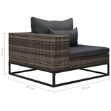 NNEVL 2 Piece Garden Sofa Set with Cushions Poly Rattan Grey