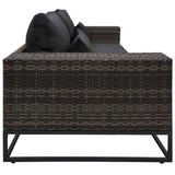 NNEVL 3 Piece Garden Sofa Set with Cushions Poly Rattan Grey