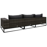 NNEVL 3 Piece Garden Sofa Set with Cushions Poly Rattan Grey