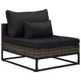 NNEVL 3 Piece Garden Sofa Set with Cushions Poly Rattan Grey