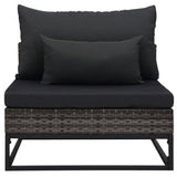 NNEVL 3 Piece Garden Sofa Set with Cushions Poly Rattan Grey