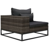 NNEVL 3 Piece Garden Sofa Set with Cushions Poly Rattan Grey