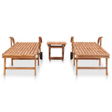 NNEVL Sun Loungers 2 pcs with Table Solid Teak Wood