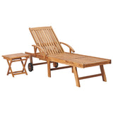 NNEVL Sun Loungers 2 pcs with Table Solid Teak Wood