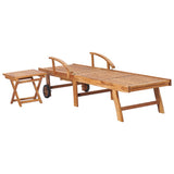 NNEVL Sun Loungers 2 pcs with Table Solid Teak Wood