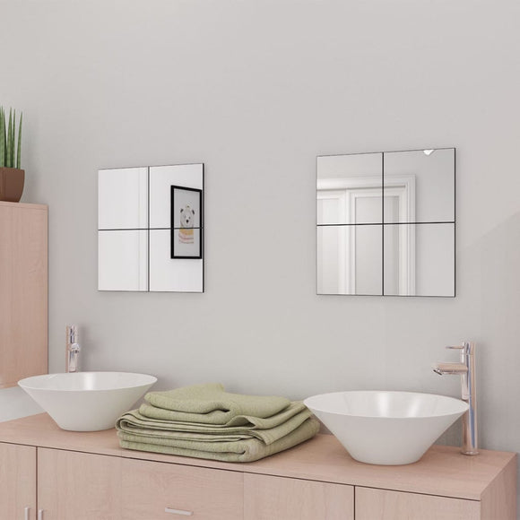 NNEVL Frameless Mirror Tiles Glass 16 pcs 20.5 cm