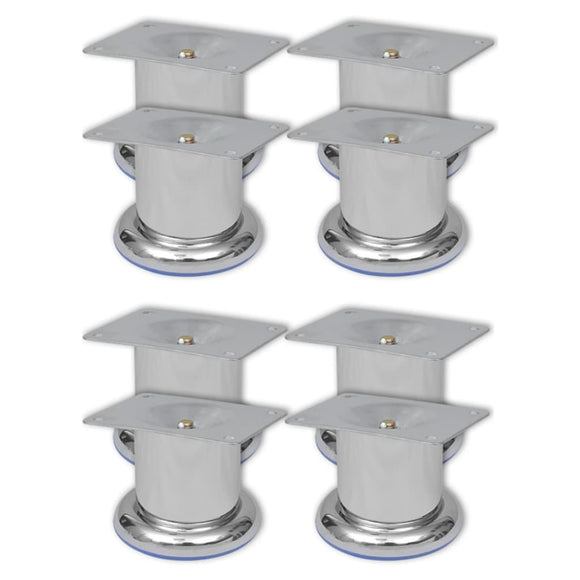 NNEVL Sofa Legs 8 pcs Round Chrome 60 mm