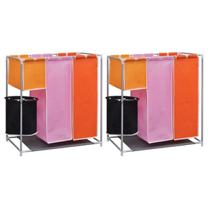 NNEVL 3-Section Laundry Sorter Hampers 2 pcs with a Washing Bin
