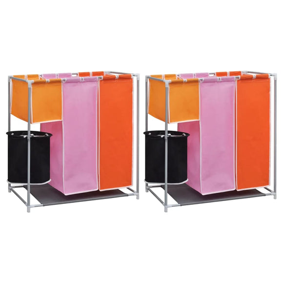 NNEVL 3-Section Laundry Sorter Hampers 2 pcs with a Washing Bin