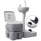 NNEVL Portable Camping Toilet and Handwash Stand Set Grey