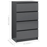 NNEVL Sideboard High Gloss Grey 60x35x98.5 cm Engineered Wood