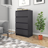 NNEVL Sideboard High Gloss Grey 60x35x98.5 cm Engineered Wood