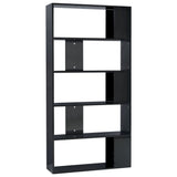 NNEVL Book Cabinet/Room Divider High Gloss Black 31.5"x9.4"x62.6" Engineered Wood