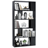 NNEVL Book Cabinet/Room Divider High Gloss Black 31.5"x9.4"x62.6" Engineered Wood