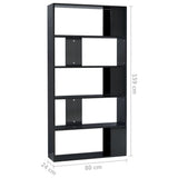 NNEVL Book Cabinet/Room Divider High Gloss Black 31.5"x9.4"x62.6" Engineered Wood
