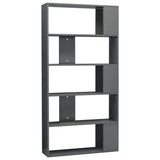 NNEVL Book Cabinet/Room Divider High Gloss Grey 31.5"x9.4"x62.6" Engineered Wood