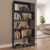 NNEVL Book Cabinet/Room Divider High Gloss Grey 31.5"x9.4"x62.6" Engineered Wood