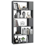 NNEVL Book Cabinet/Room Divider High Gloss Grey 31.5"x9.4"x62.6" Engineered Wood