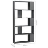 NNEVL Book Cabinet/Room Divider High Gloss Grey 31.5"x9.4"x62.6" Engineered Wood