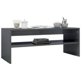 NNEVL Coffee Table High Gloss Grey 100x40x40 cm Engineered Wood