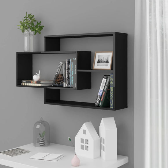 NNEVL Wall Shelves High Gloss Black 104x20x58.5 cm Engineered Wood