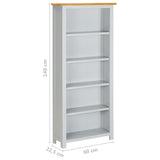 NNEVL 5-Tier Bookcase 60x22.5x140 cm Solid Oak Wood