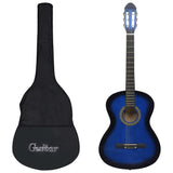NNEVL 12 Piece Classical Guitar Beginner Set Blue 4/4 39"