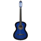 NNEVL 12 Piece Classical Guitar Beginner Set Blue 4/4 39"