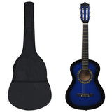 NNEVL 8 Piece Classical Guitar Beginner Set Blue 1/2 34"