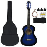 NNEVL 8 Piece Classical Guitar Beginner Set Blue 1/2 34"