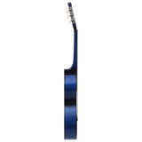 NNEVL 8 Piece Classical Guitar Beginner Set Blue 1/2 34"