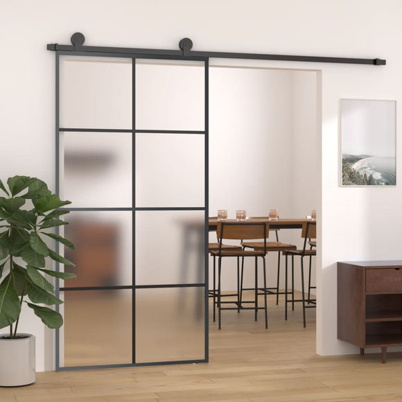 NNEVL Sliding Door Aluminium and ESG Glass 102.5x205 cm Black