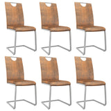 NNEVL Dining Chairs 6 pcs Suede Brown Faux Leather