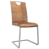 NNEVL Dining Chairs 6 pcs Suede Brown Faux Leather