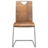 NNEVL Dining Chairs 6 pcs Suede Brown Faux Leather