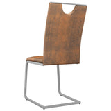NNEVL Dining Chairs 6 pcs Suede Brown Faux Leather