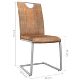 NNEVL Dining Chairs 6 pcs Suede Brown Faux Leather